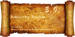 Babiczky Ibolya névjegykártya